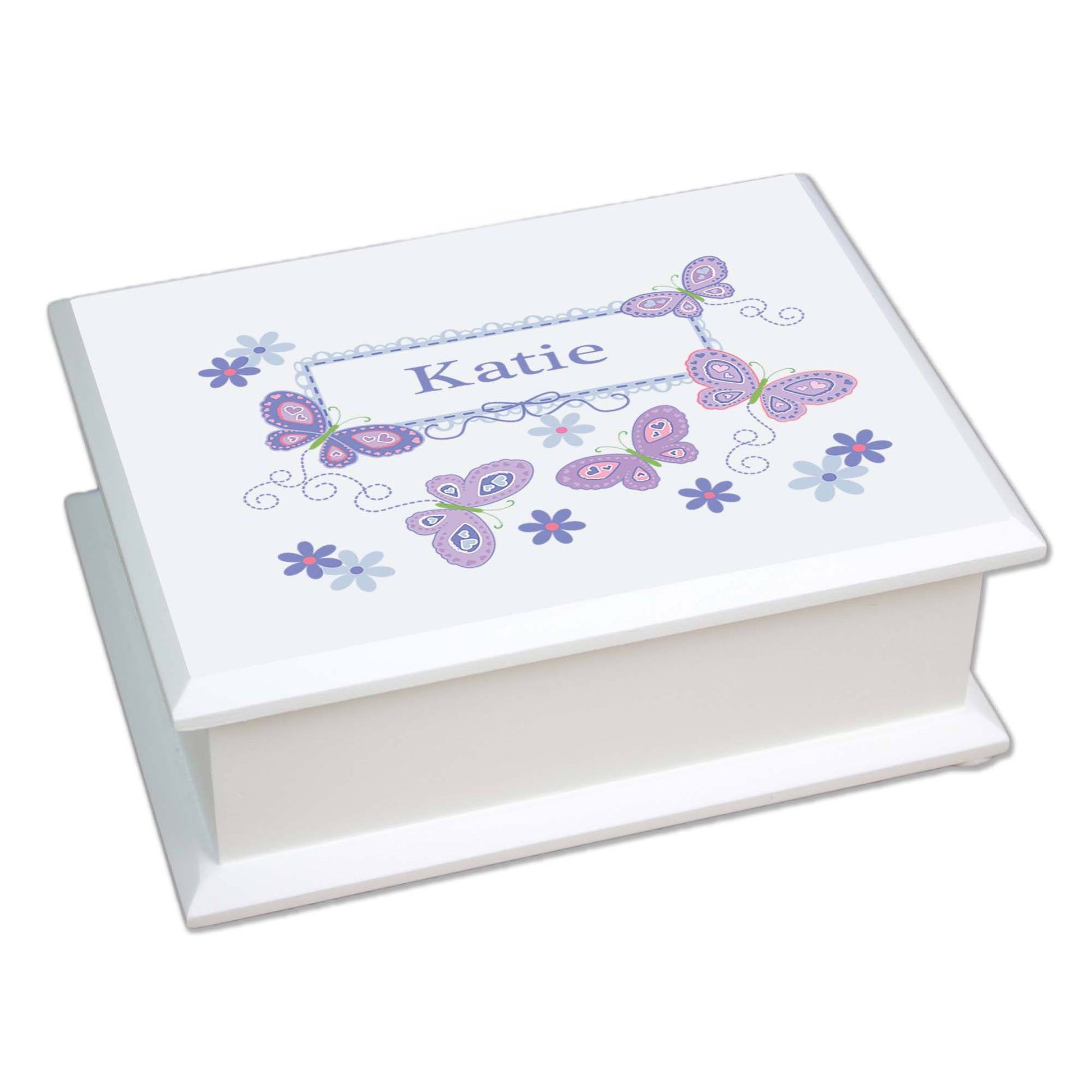 Lift Top Jewelry Box - Lavender Butterflies - MyBambino.com