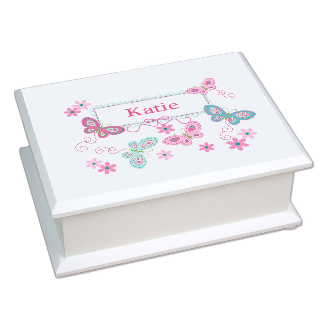Butterfly Jewelry Box - Aqua Pink Liift Top Butterfly Jewelry Box - MyBambino.com