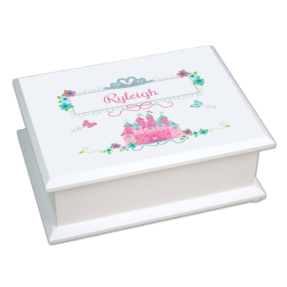 Lift Top Jewelry Box - Pink Teal Princess Castle - MyBambino.com
