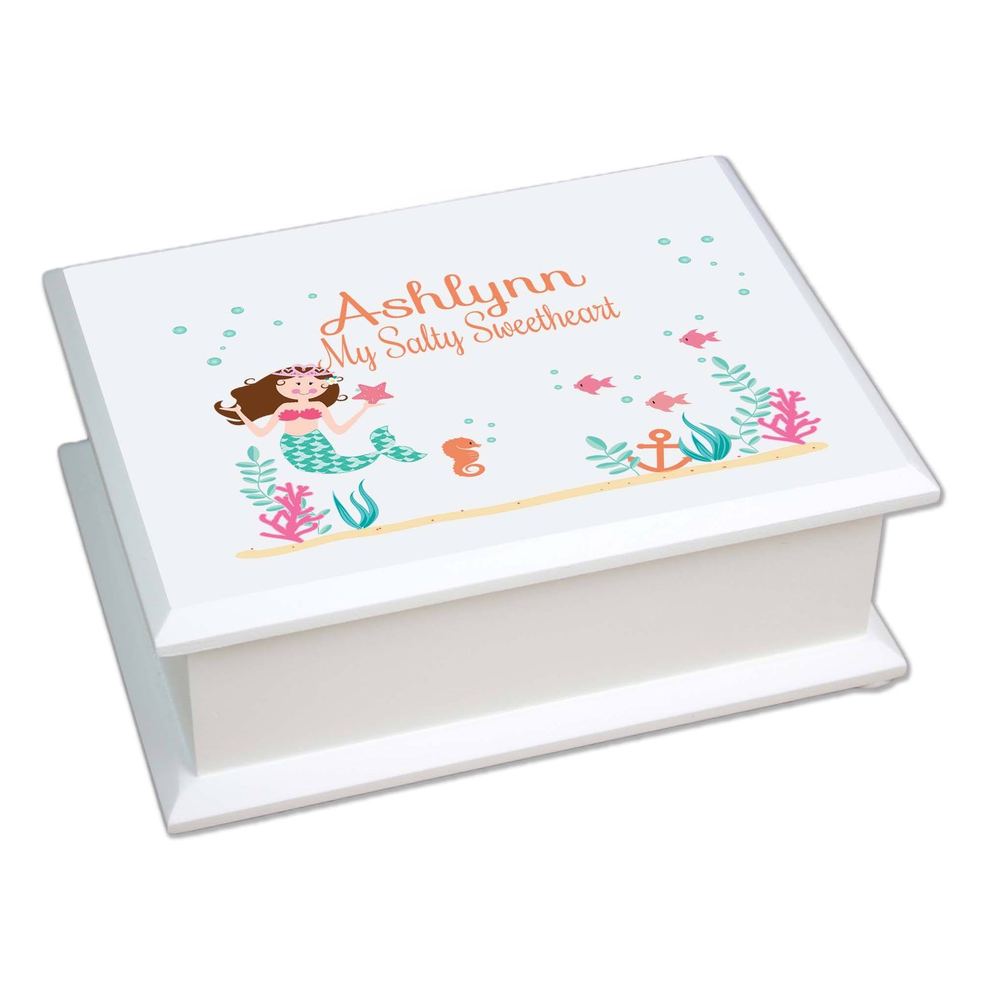 Lift Top Jewelry Box - Brunette Mermaid - MyBambino.com