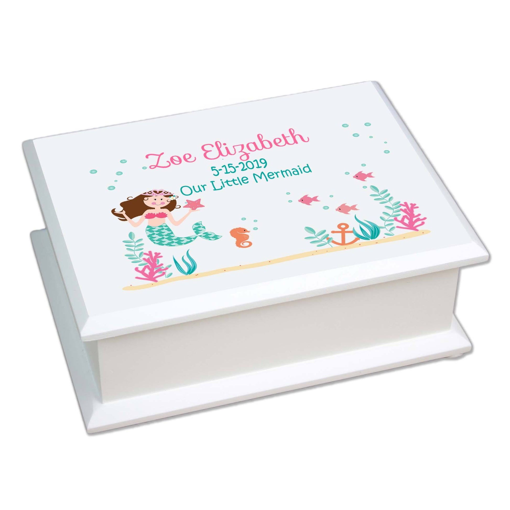 Lift Top Jewelry Box - Brunette Mermaid - MyBambino.com