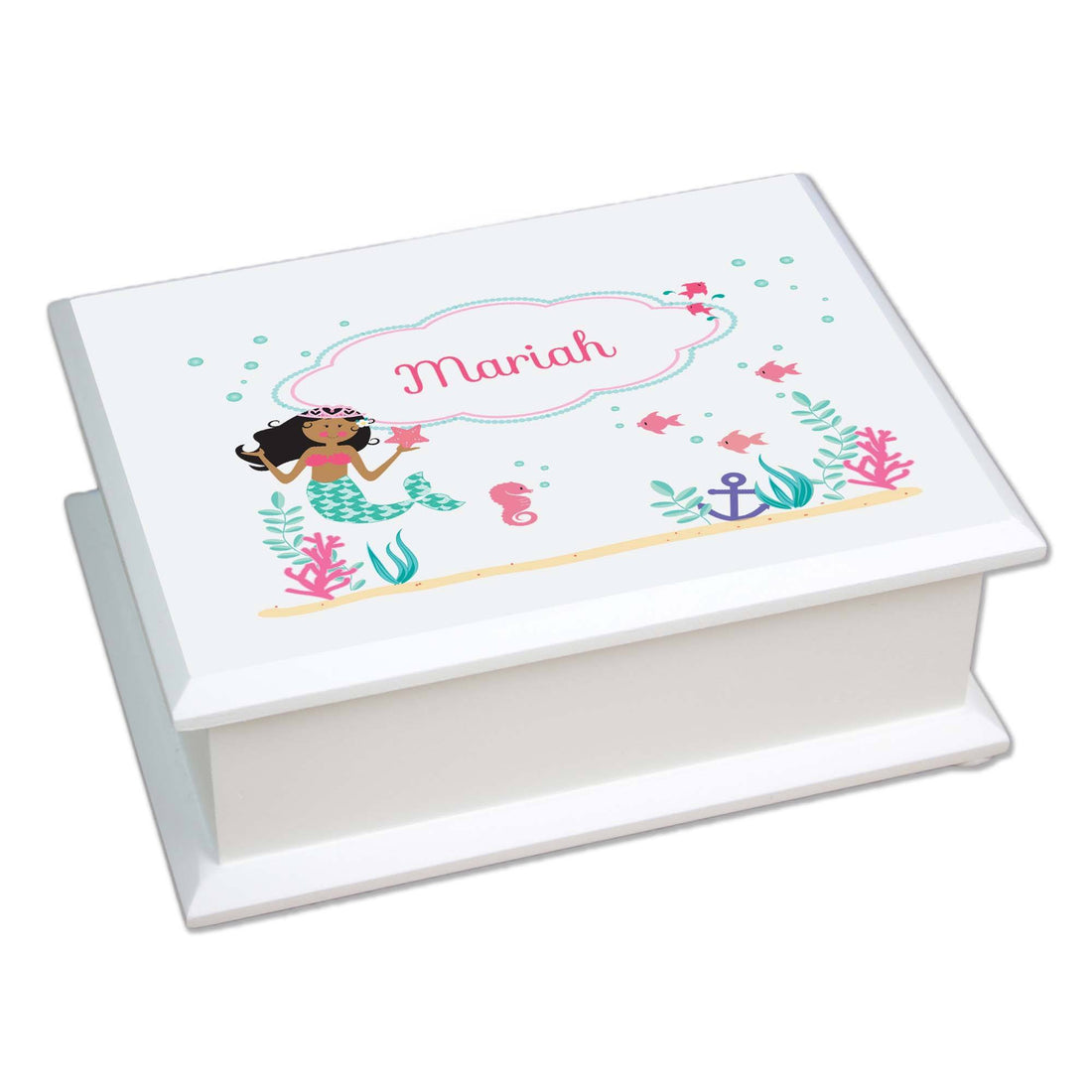 Lift Top Jewelry Box - Dark Skin/Hair Mermaid - MyBambino.com