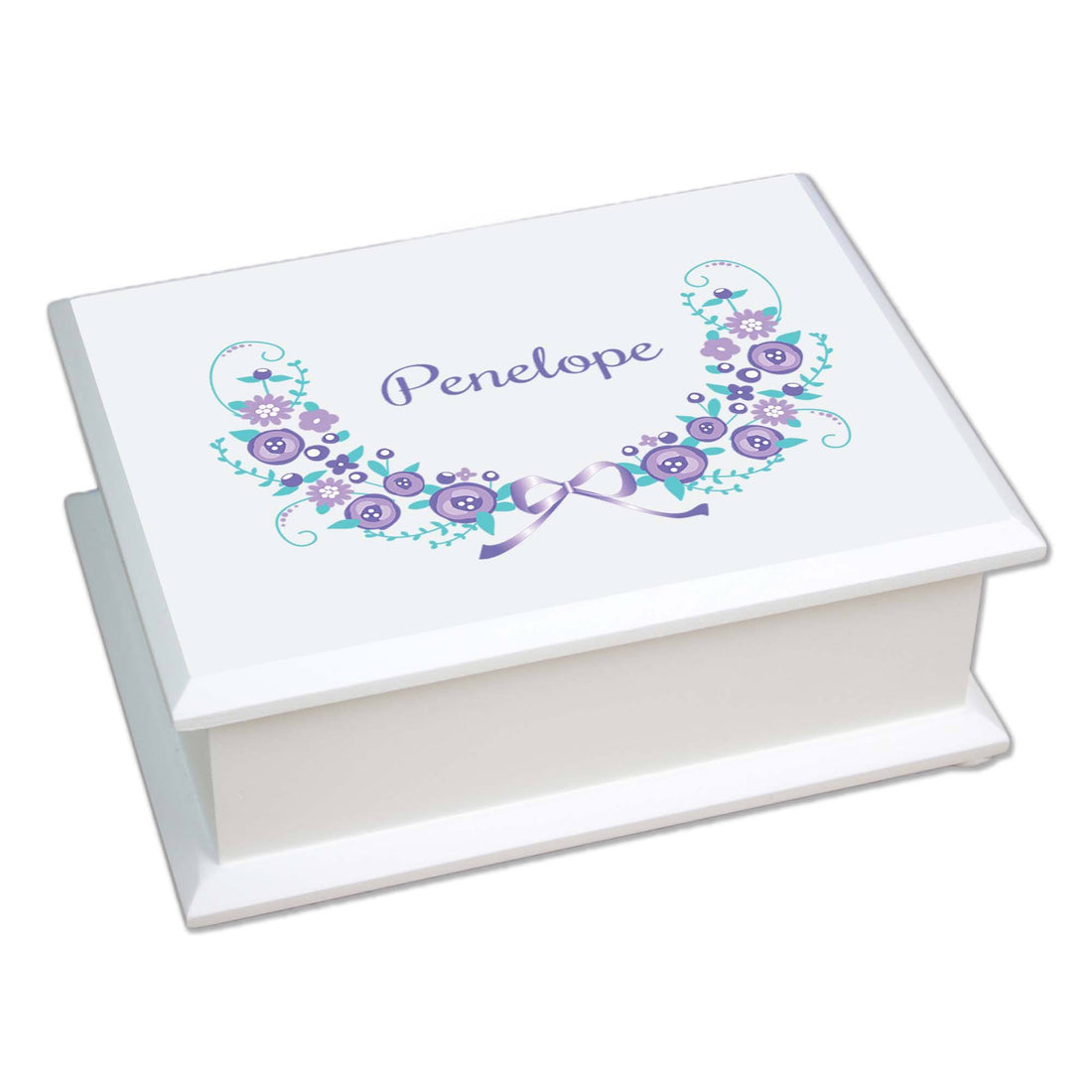 Lift Top Jewelry Box - Lavender Floral Garland - MyBambino.com