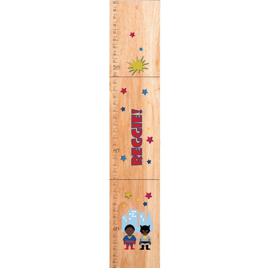 Personalized Natural Growth Chart With Superhero African American Design