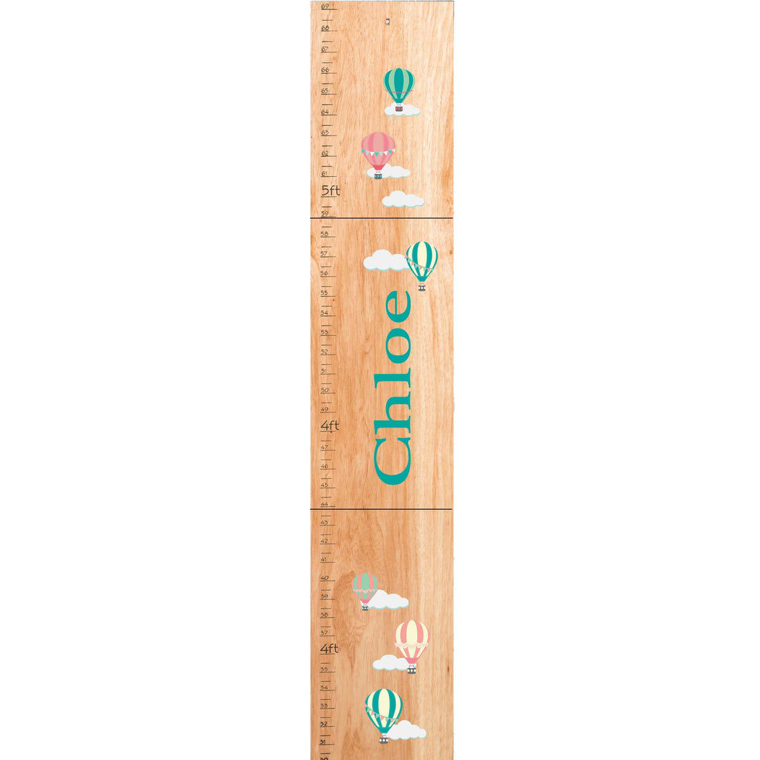 Natural Pastel Hot Air Balloons Growth Chart - MyBambino.com