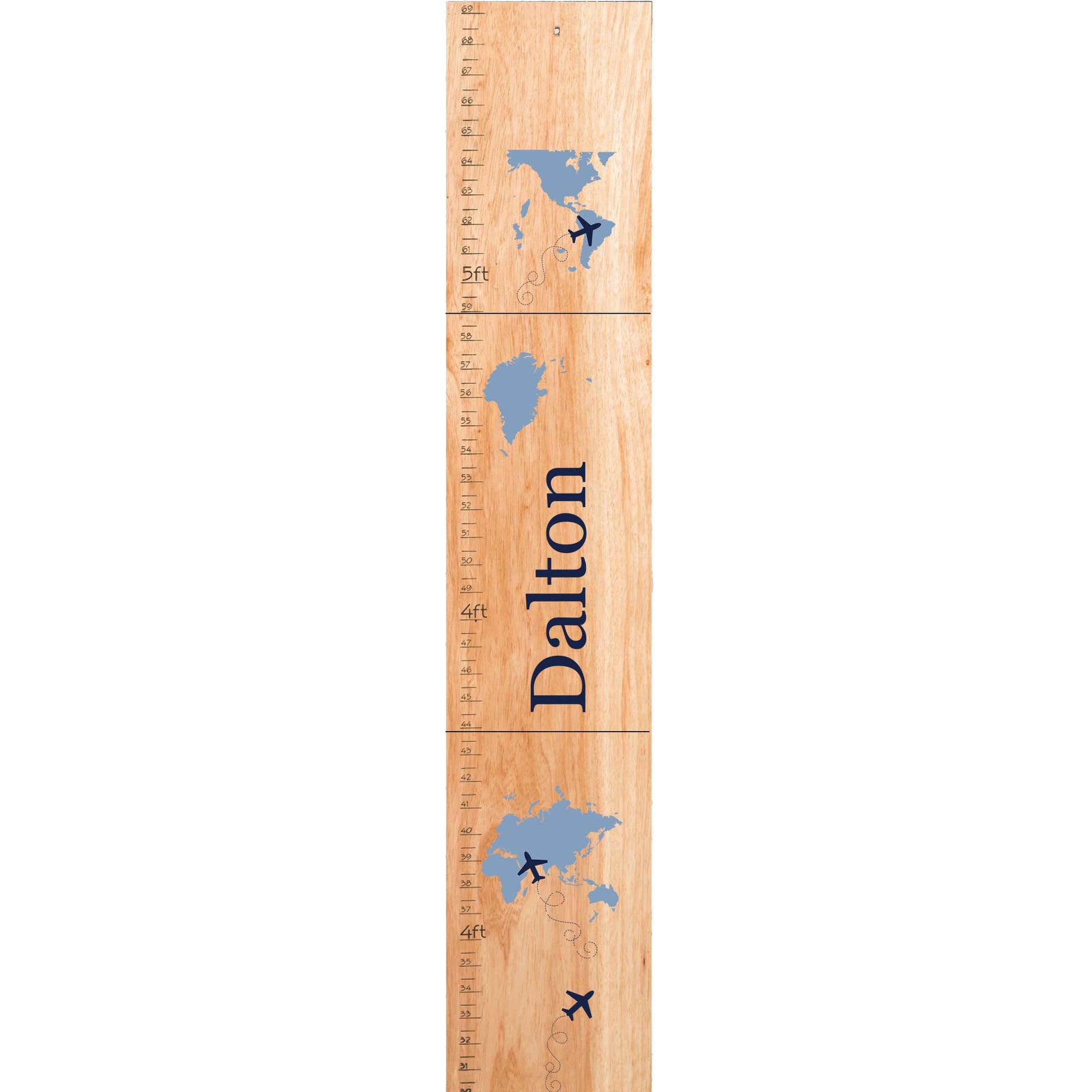 Natural Blue World Map Growth Chart - MyBambino.com