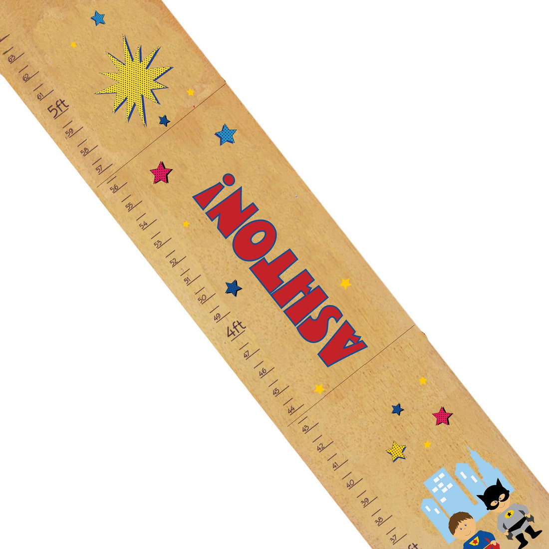 Personalized Natural Growth Chart With Superheros Design