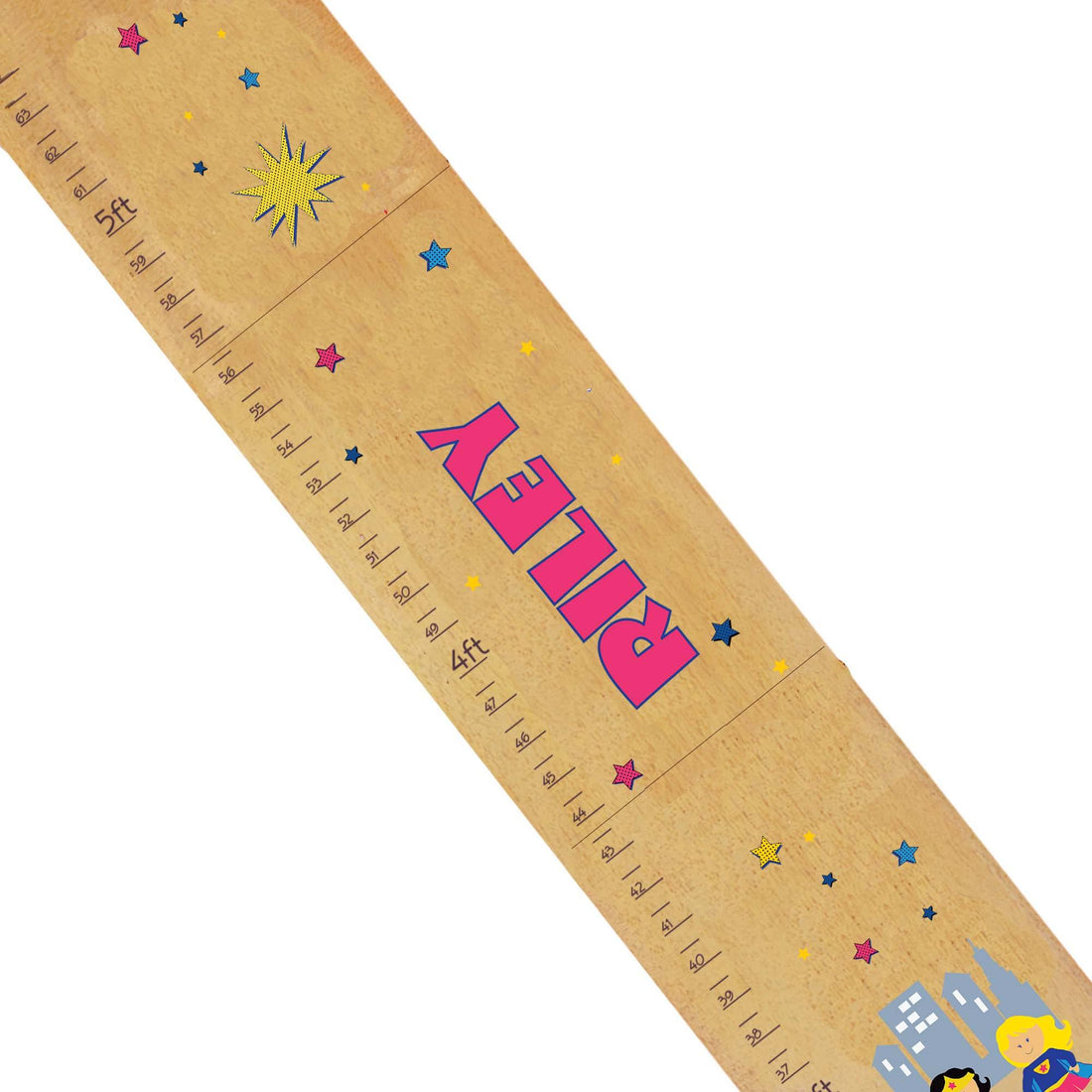 Personalized Natural Growth Chart With Super Hero Girl Design