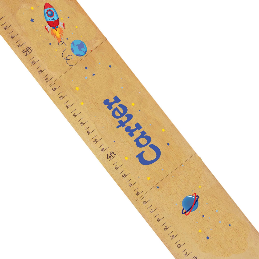 Personalized Natural Growth Chart With Rocket Design