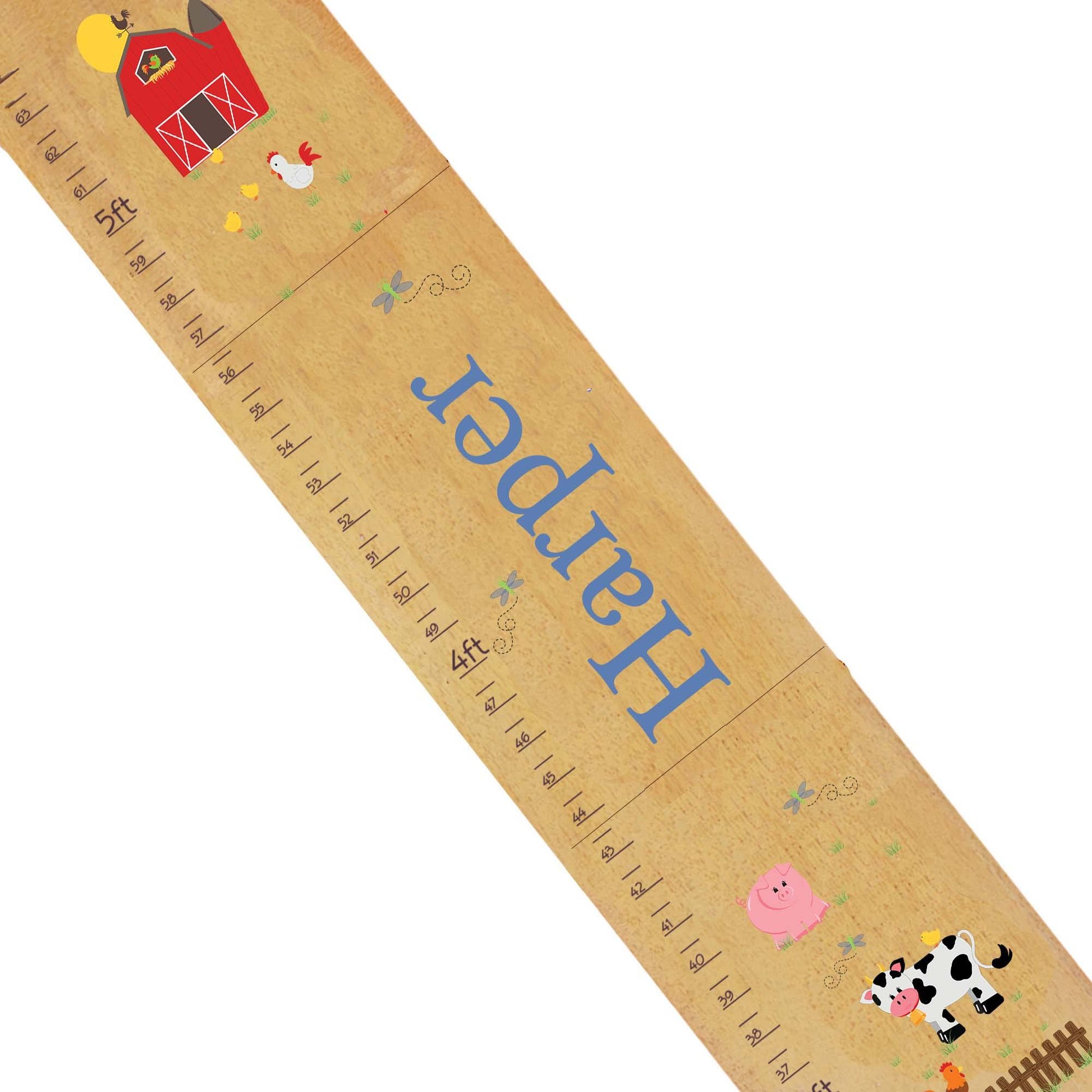 Personalized Natural Growth Chart With Barnyard Primary Design