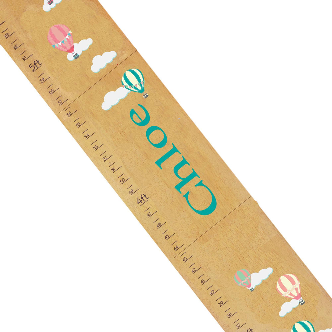 Natural Pastel Hot Air Balloons Growth Chart - MyBambino.com