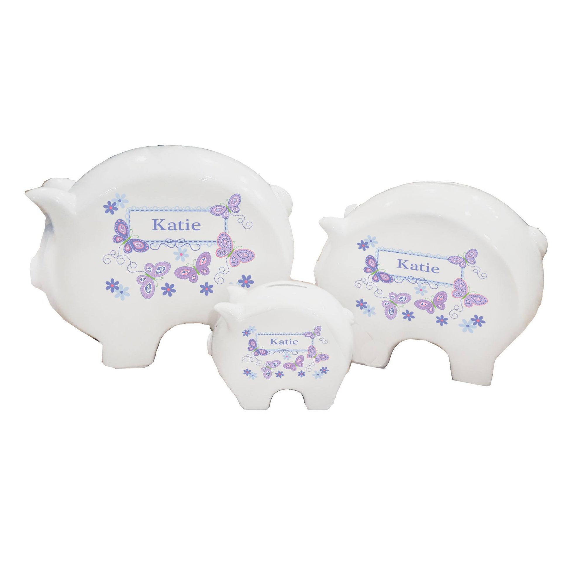 Personalized Piggy Bank - Lavender Butterflies - MyBambino.com