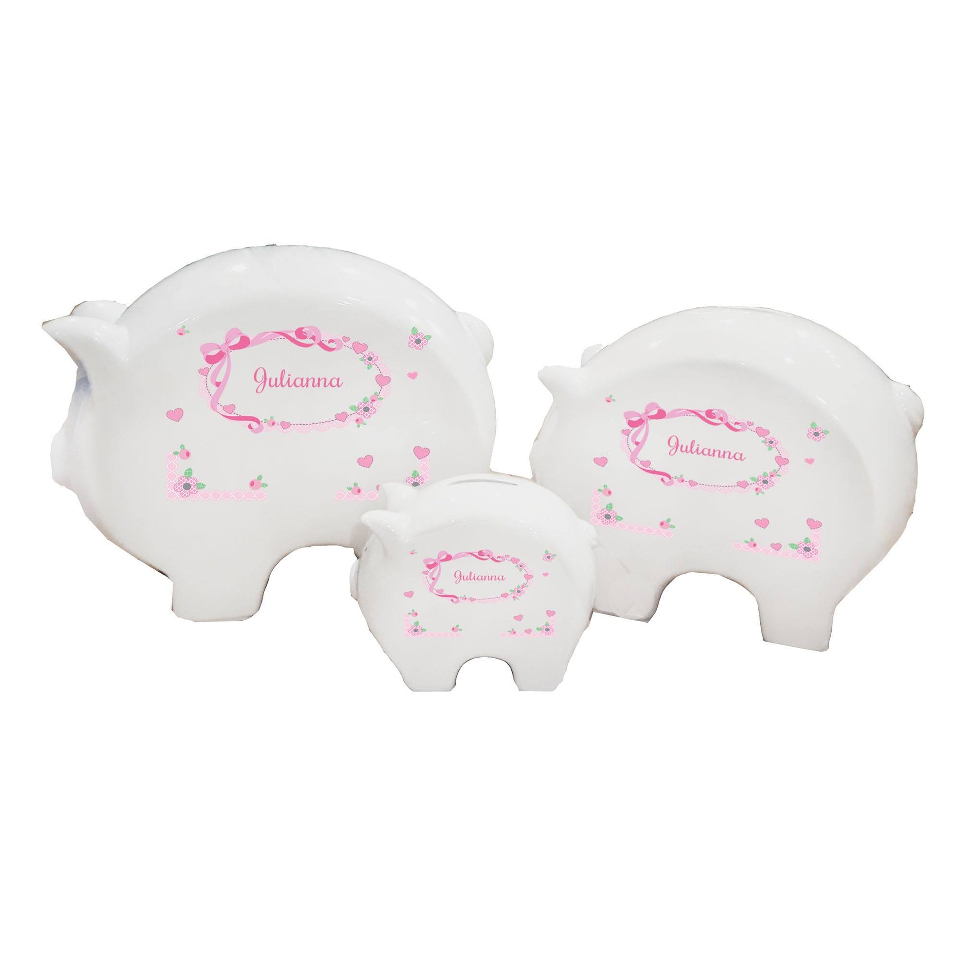Personalized Piggy Bank - Pink Bow - MyBambino.com