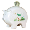Personalized Piggy Bank - Green Tractor - MyBambino.com