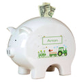 Personalized Piggy Bank - Green Tractor - MyBambino.com