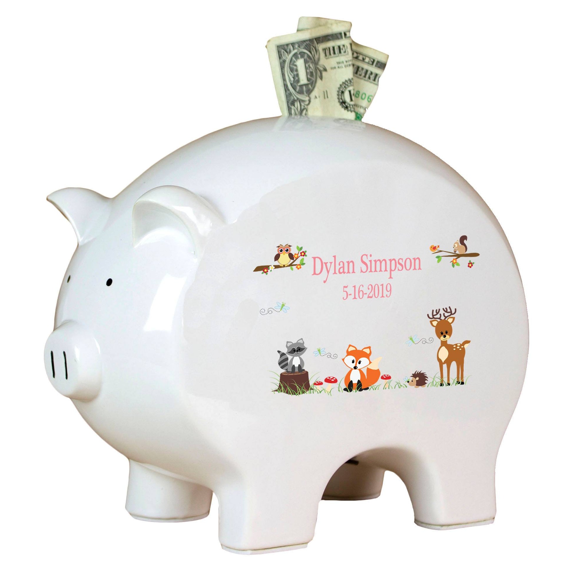 Personalized Piggy Bank - Woodland - MyBambino.com