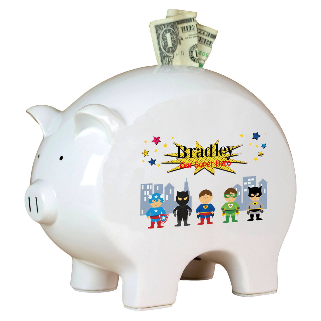 Personalized Piggy Bank - Superhero - MyBambino.com