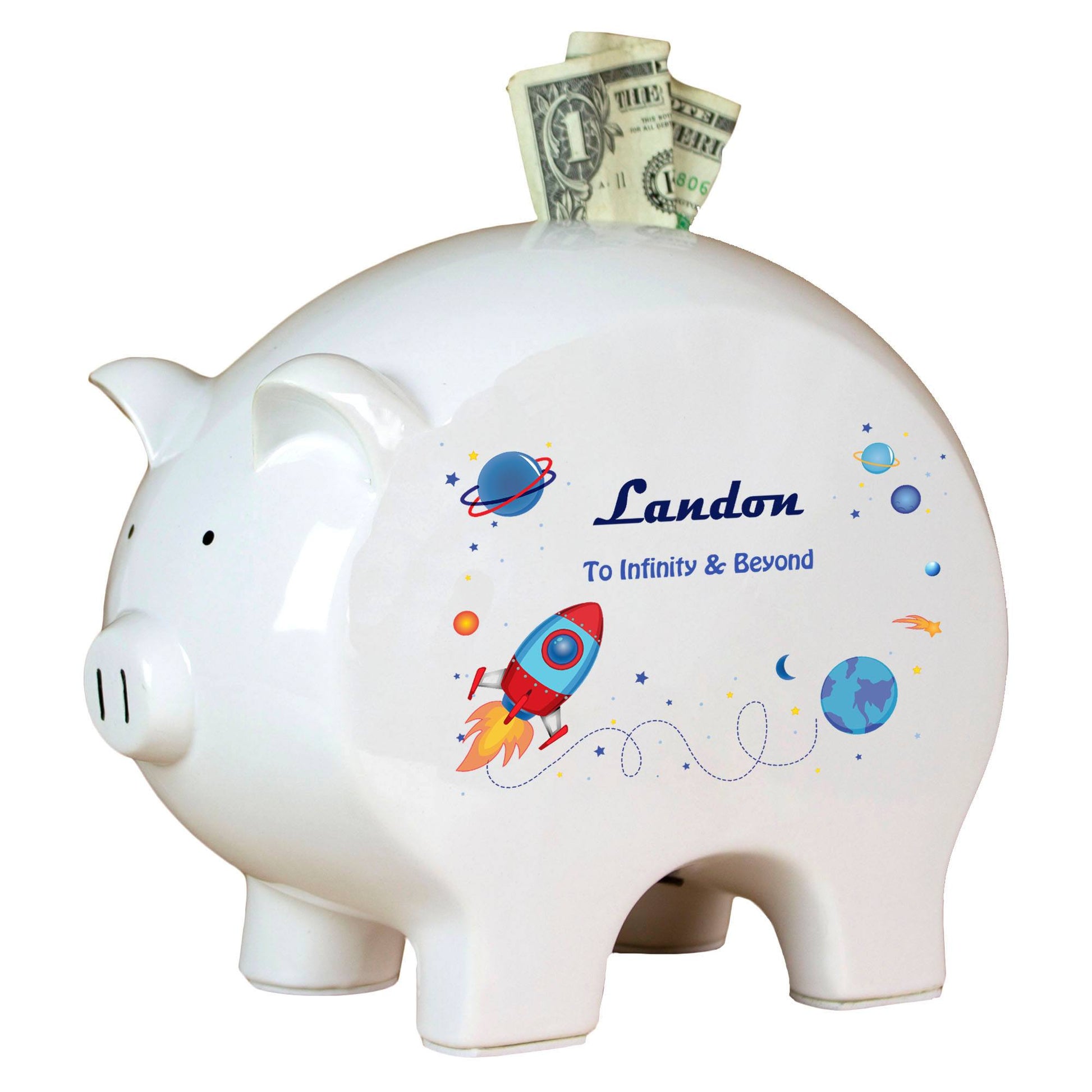Personalized Piggy Bank - Rocket - MyBambino.com
