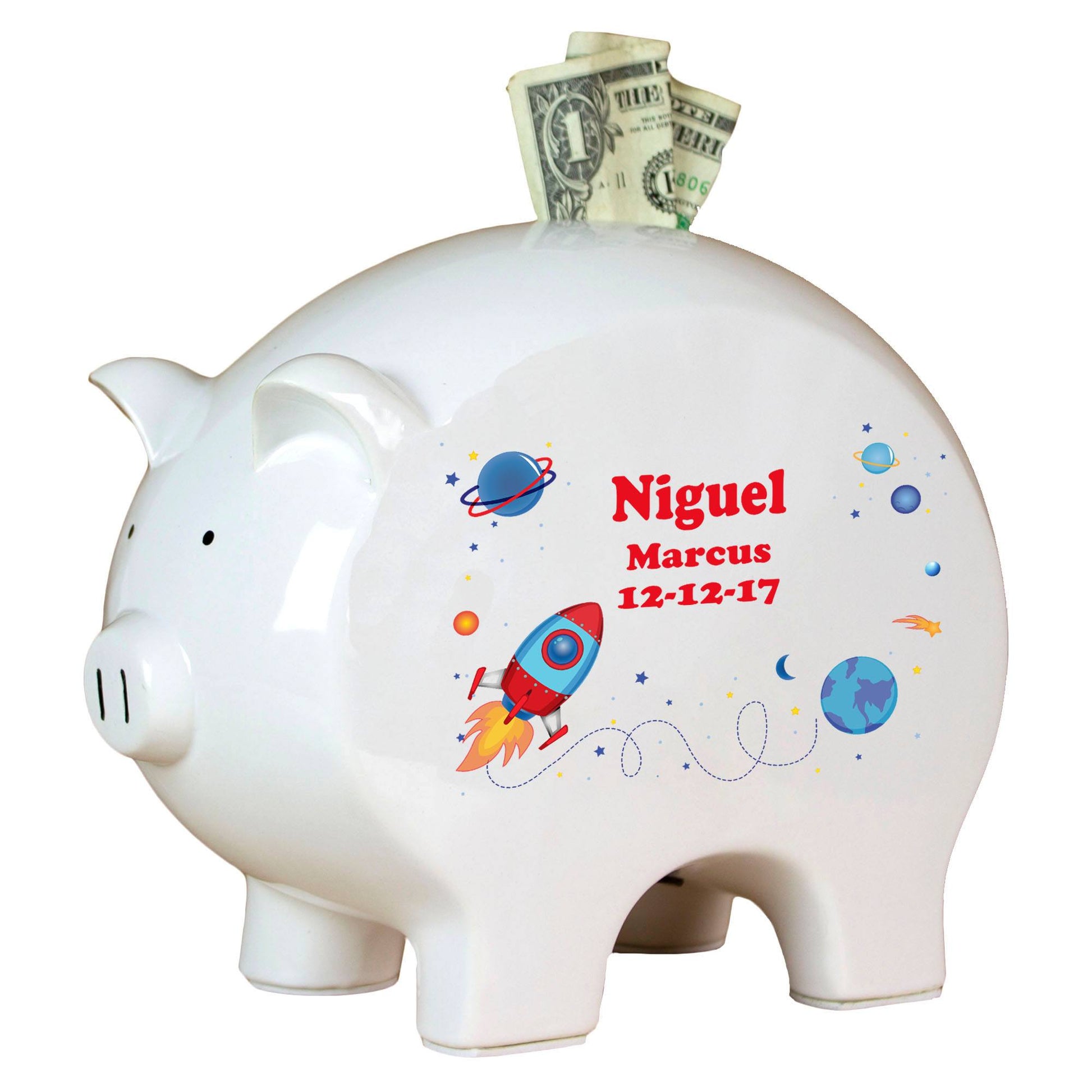 Personalized Piggy Bank - Rocket - MyBambino.com