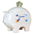 Personalized Piggy Bank with Rocket design