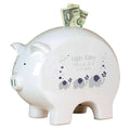 Personalized Piggy Bank with Navy Elephant design