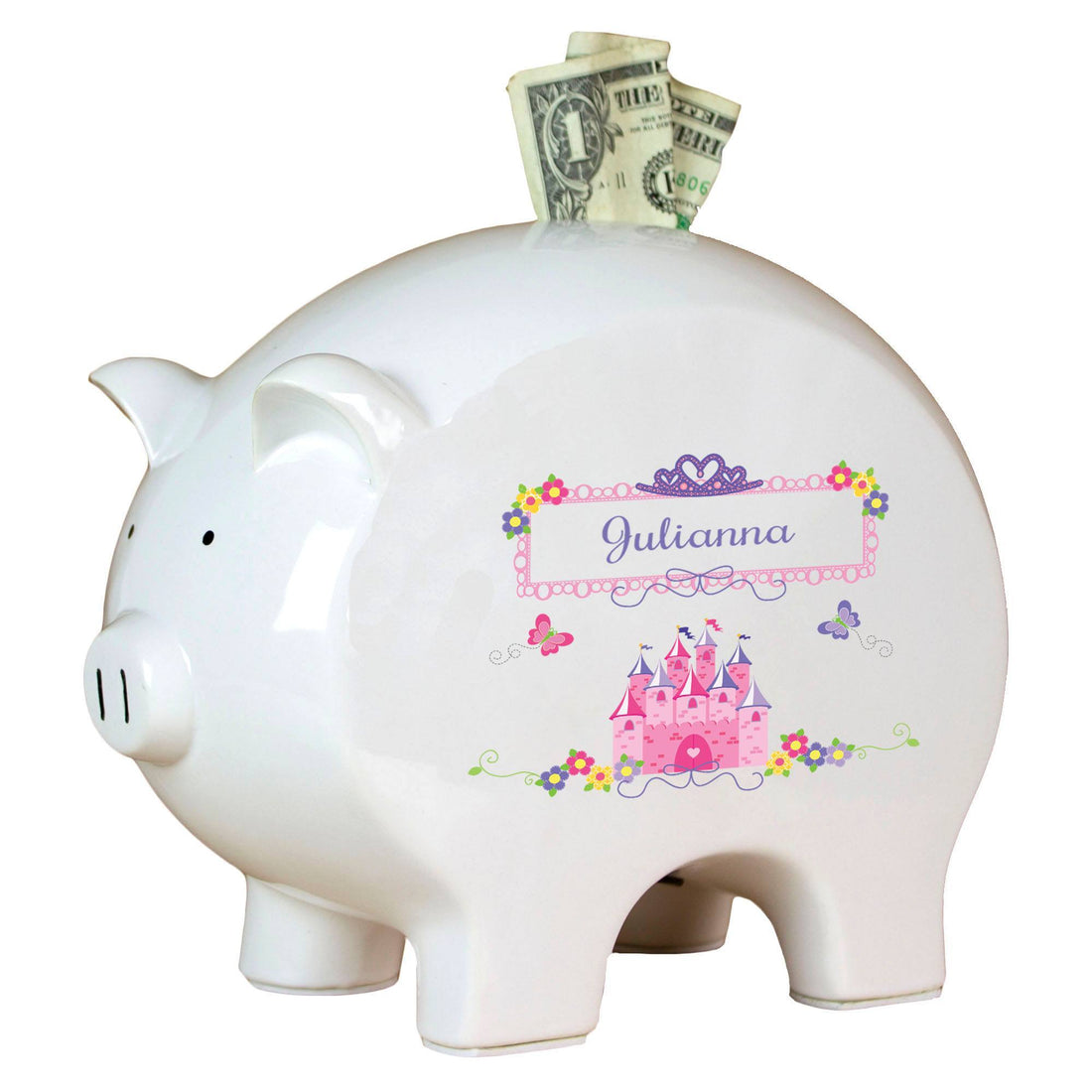 Personalized Piggy Bank with Princess Castle design
