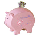 Personalized Pink Piggy Bank with Ballet Princess design