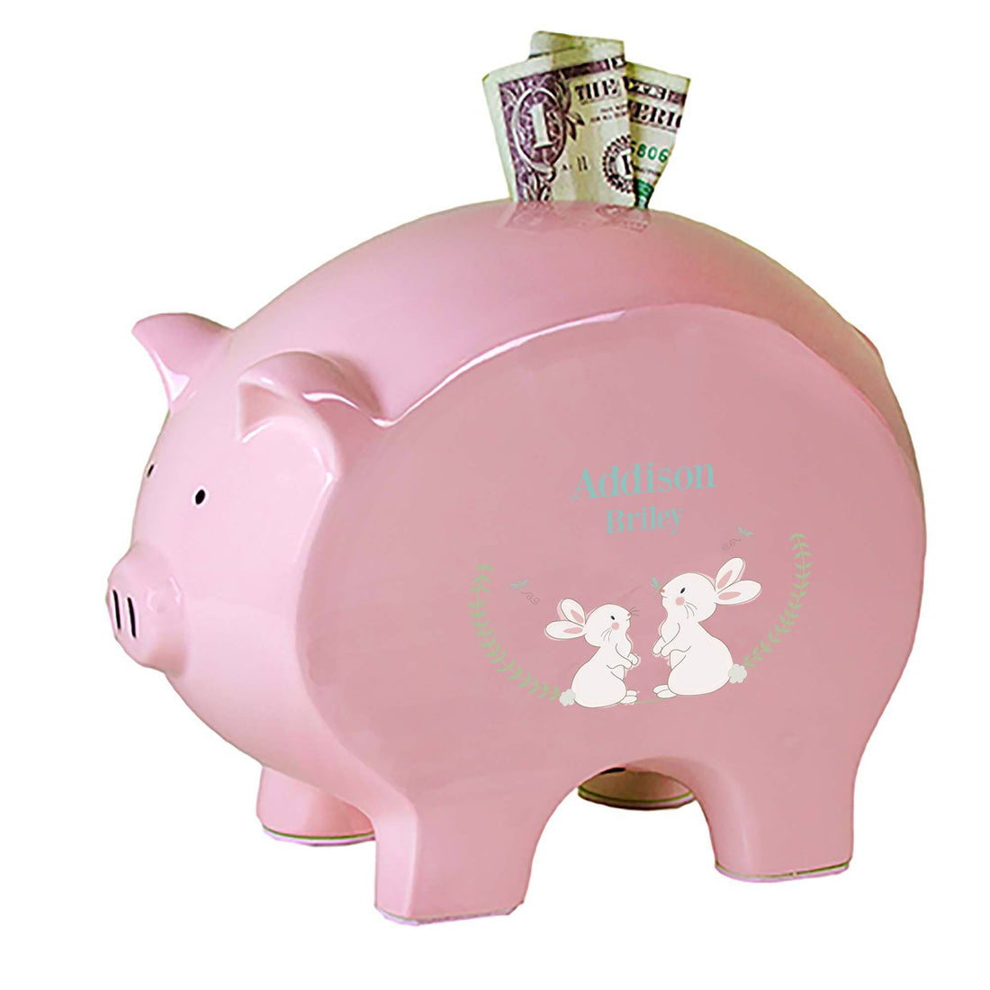 Personalized Pink Piggy Bank - Classic Bunny - MyBambino.com
