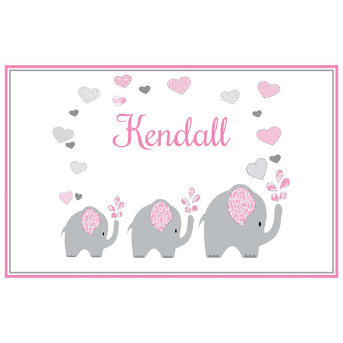 Personalized Placemat with Pink Elephant design