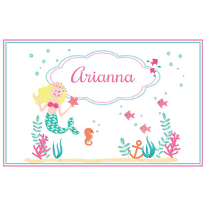 Personalized Placemat with Blonde Mermaid Princess design
