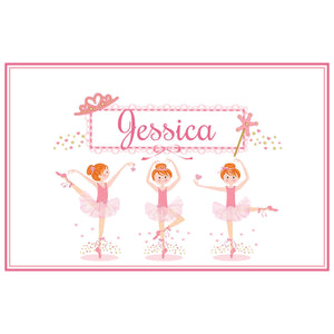 Personalized Placemat with Ballerina Red Hair design