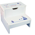 Sailboat White Storage Step Stool - MyBambino.com