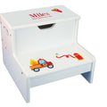 Firetruck White Storage Step Stool - MyBambino.com