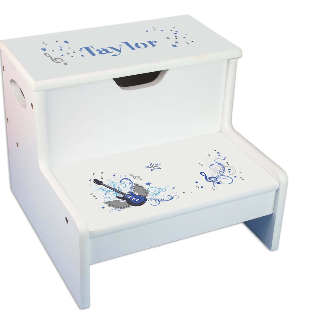 Blue Rock Star White Storage Step Stool - MyBambino.com