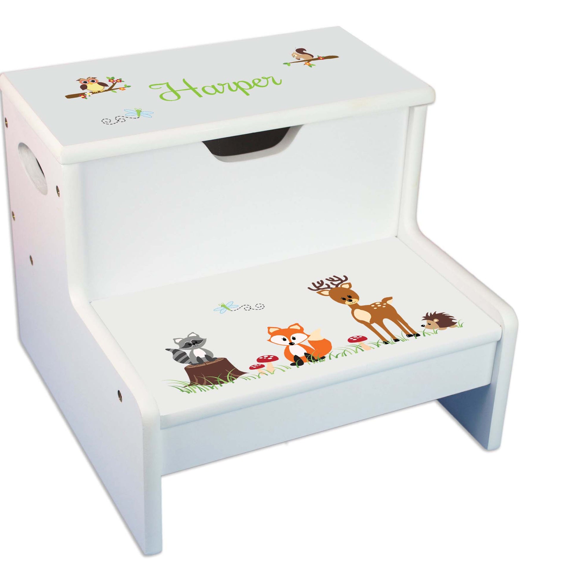 Woodland White Storage Step Stool - MyBambino.com