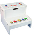 Cars And Trucks White Storage Step Stool - MyBambino.com