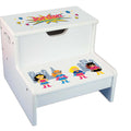 Girls Superhero White Storage Step Stool - MyBambino.com