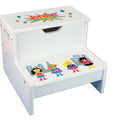 African American Superhero White Storage Step Stool - MyBambino.com