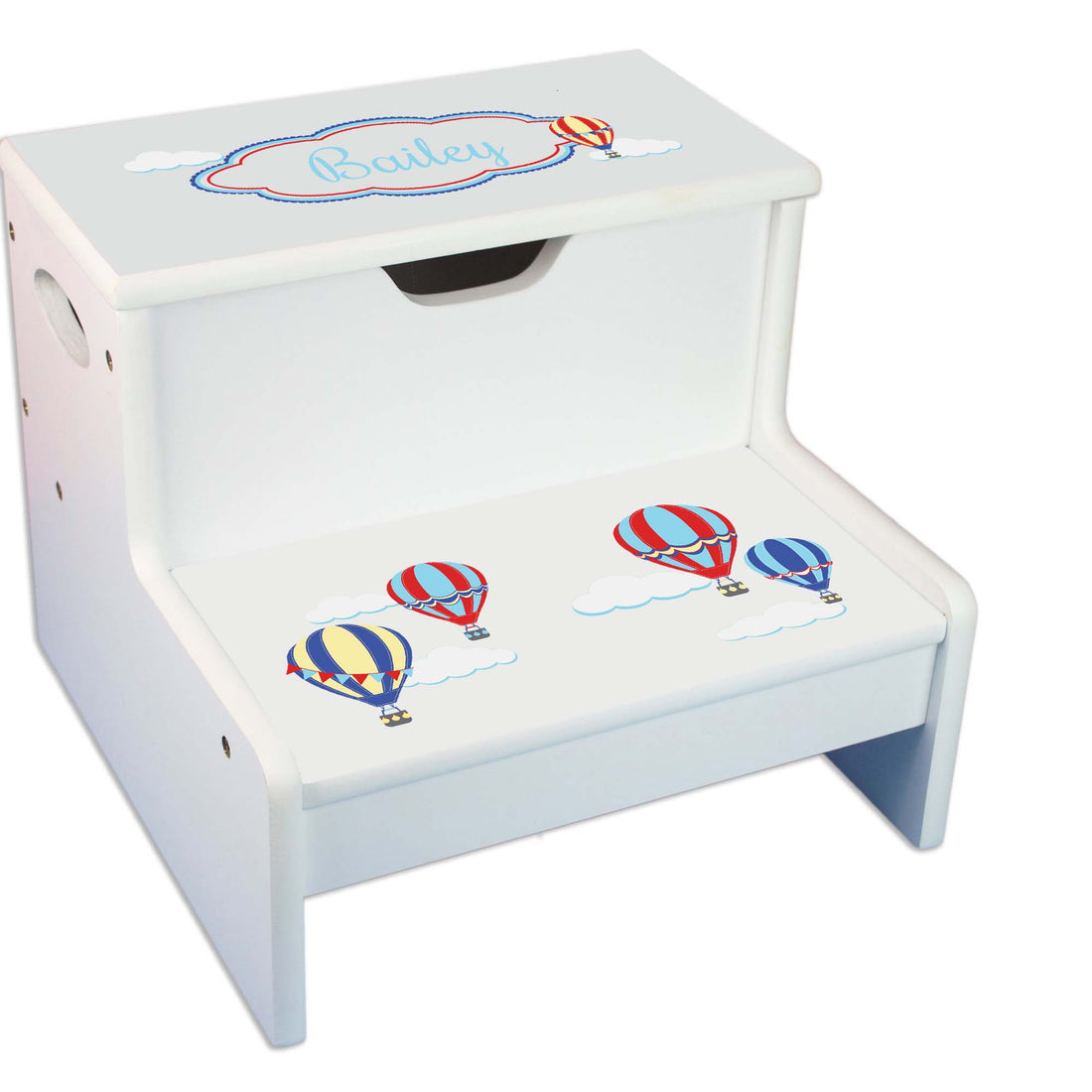 Hot Air Balloon White Storage Step Stool - MyBambino.com