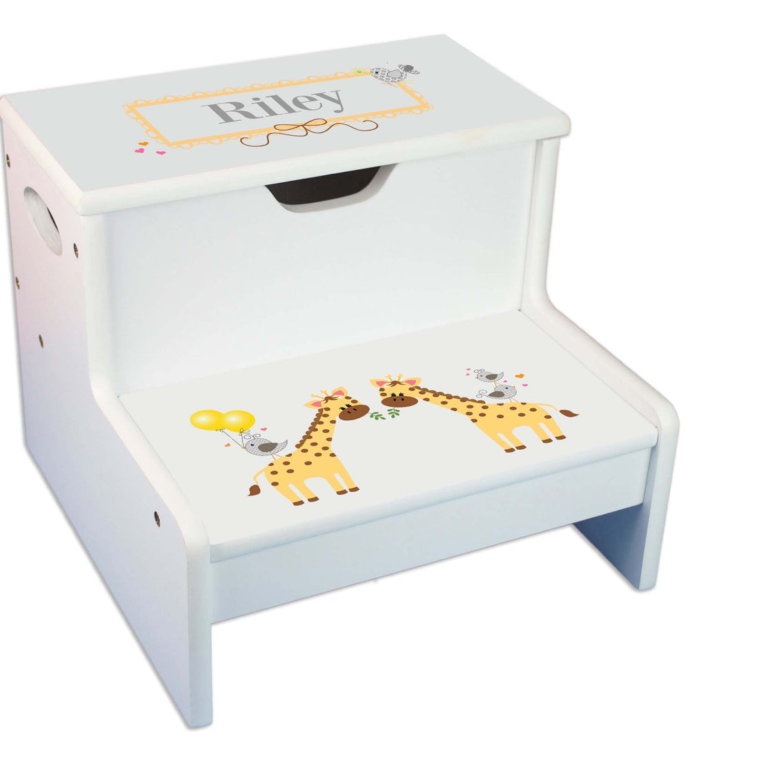 Giraffe White Storage Step Stool - MyBambino.com