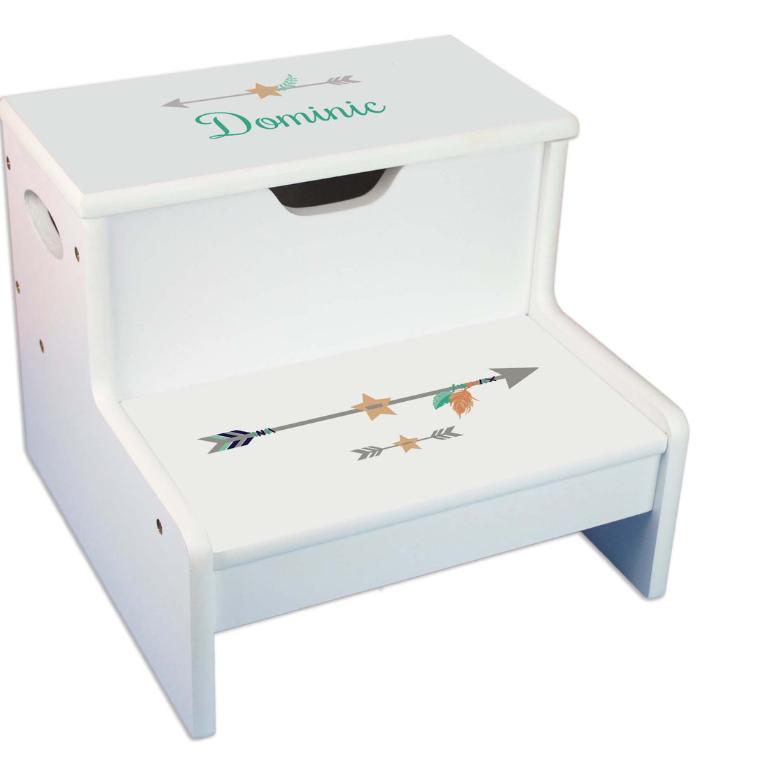 Tribal Arrow Boy White Storage Step Stool - MyBambino.com