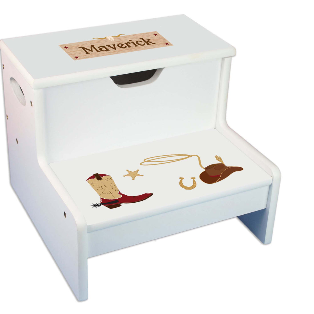Wild West White Storage Step Stool - MyBambino.com