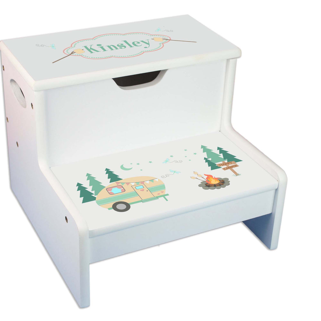 Camp S'mores White Storage Step Stool - MyBambino.com