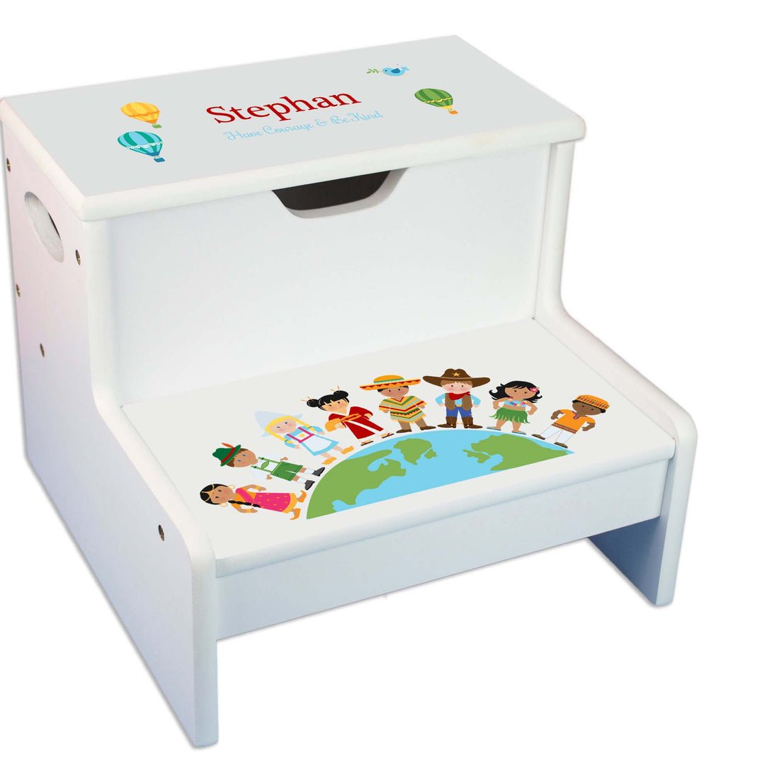 Small World White Storage Step Stool - MyBambino.com