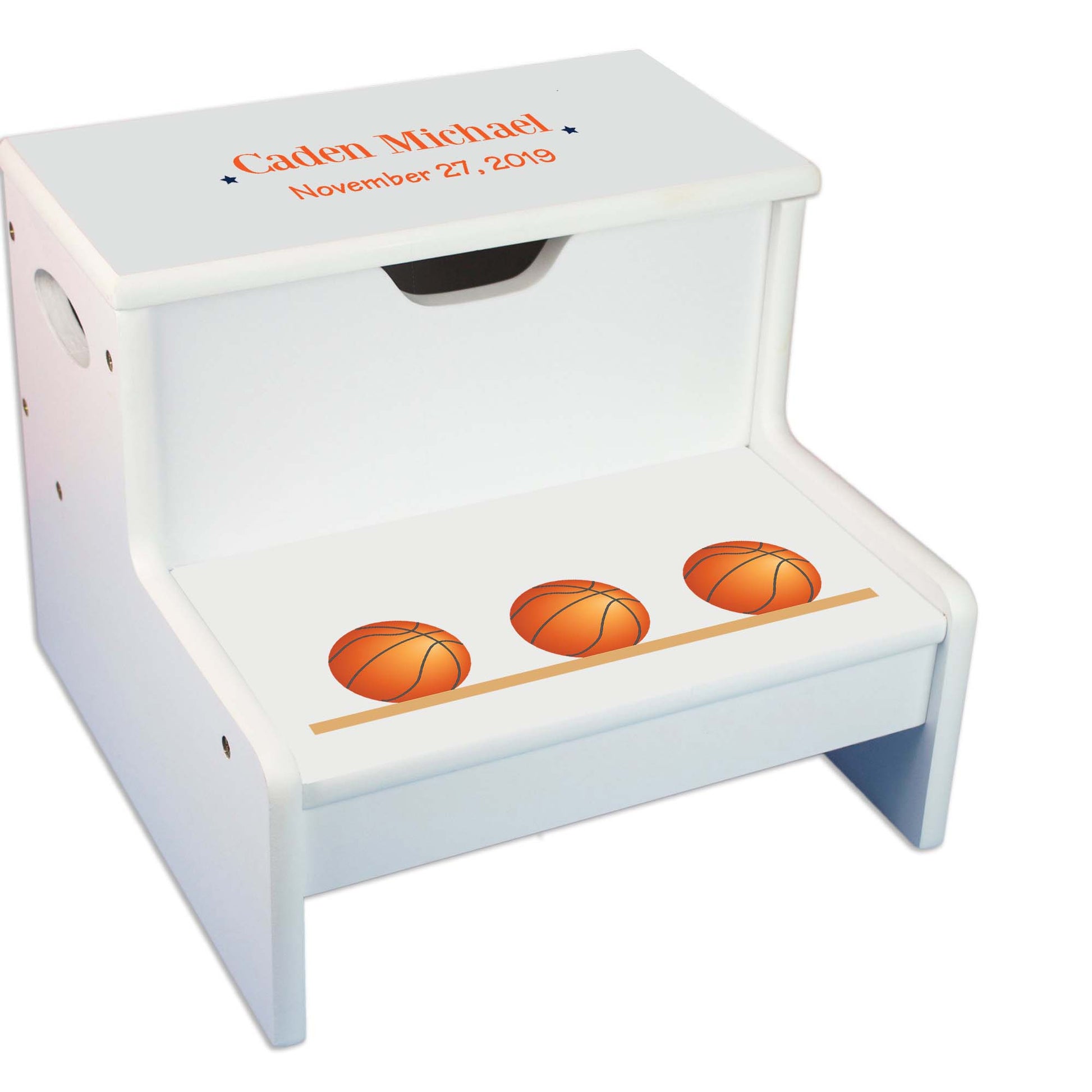 Basketball White Storage Step Stool - MyBambino.com