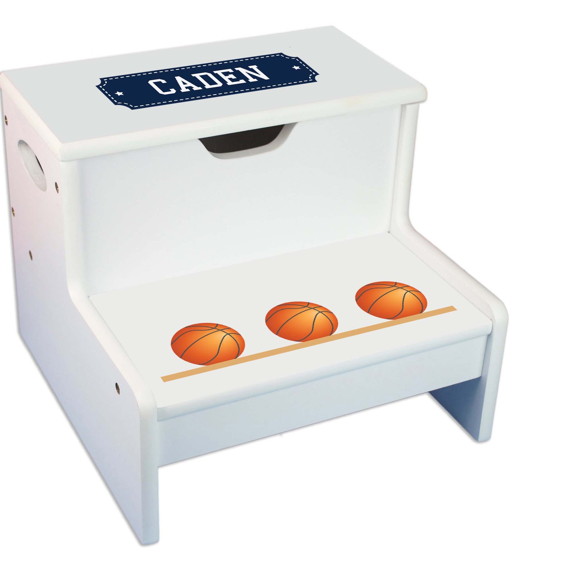 Basketball White Storage Step Stool - MyBambino.com