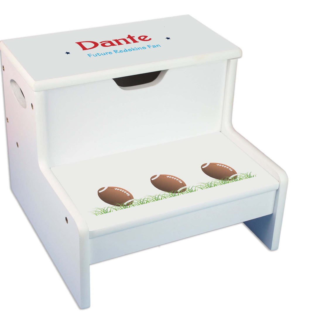 Football Personalized White Storage Step Stool