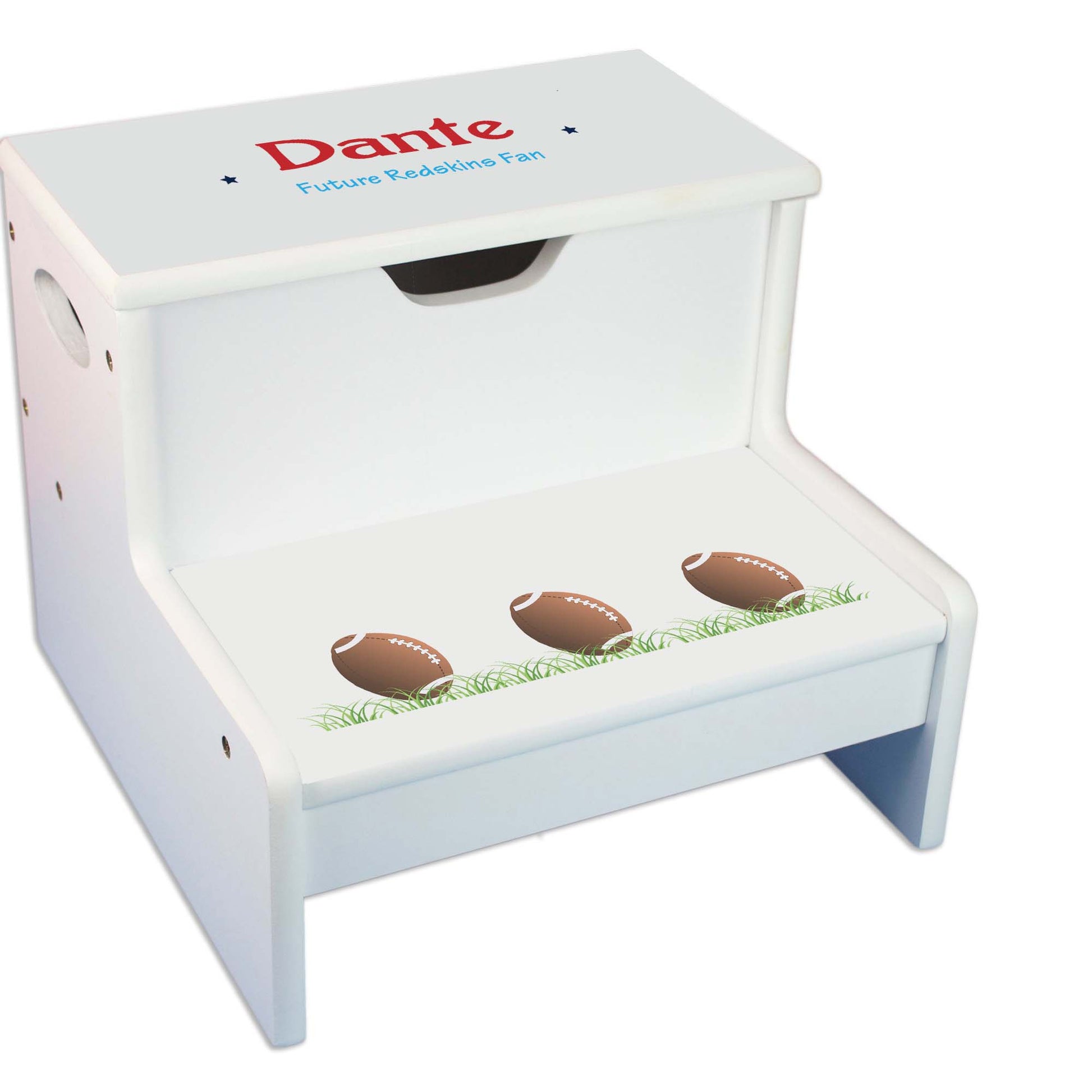 Football White Storage Step Stool - MyBambino.com
