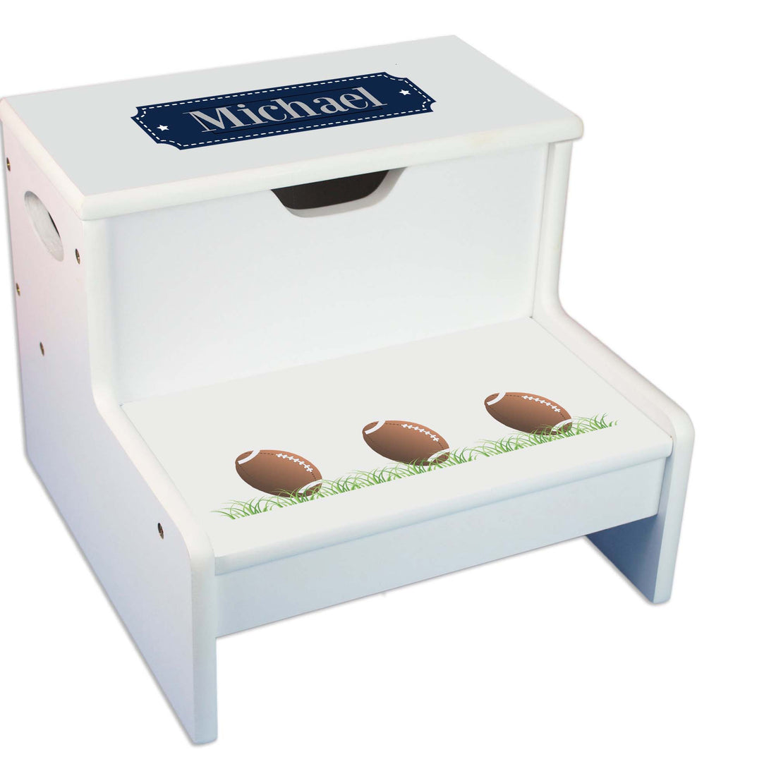 Football White Storage Step Stool - MyBambino.com