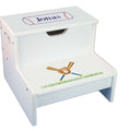 Baseball White Storage Step Stool - MyBambino.com